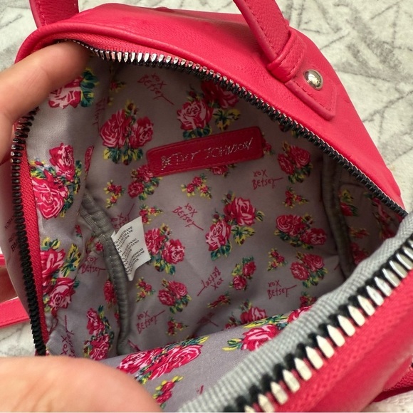 Betsey Johnson Hot Pink Dog Mini Backpack Heart Embossed Novelty Bag NWT